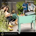 thumbnail image 4 of Permasteel Party Cooler with Divider, Spacious 80-Qt Capacity, Chills 36hrs, Serving Tray, Rolling Ice Chest for Indoor and Outdoor Entertainment, Matte Mint, 4 of 11