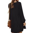 thumbnail image 5 of Vestido de mujer con cuello en V, manga larga, suelto, ropa de otoño, color sólido, con botones de cintura alta, negro, M sidaley AP003891-02, 5 of 5