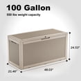 thumbnail image 2 of fazzn 100 Gallon Resin Deck Box Outdoor Indoor Waterproof Storage Box for Patio Furniture Pool Accessories Storage for Cushion Garden Tools (Brown pattern), 2 of 7