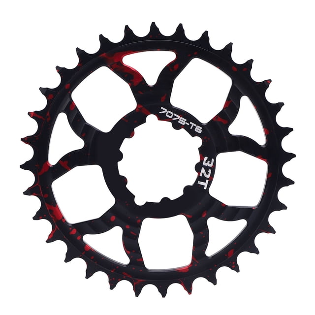 Bike Chainring,Aluminium Alloy Hollow Single 32T Round Chainwheel Positive and Negative Tooth Disc Chainring
