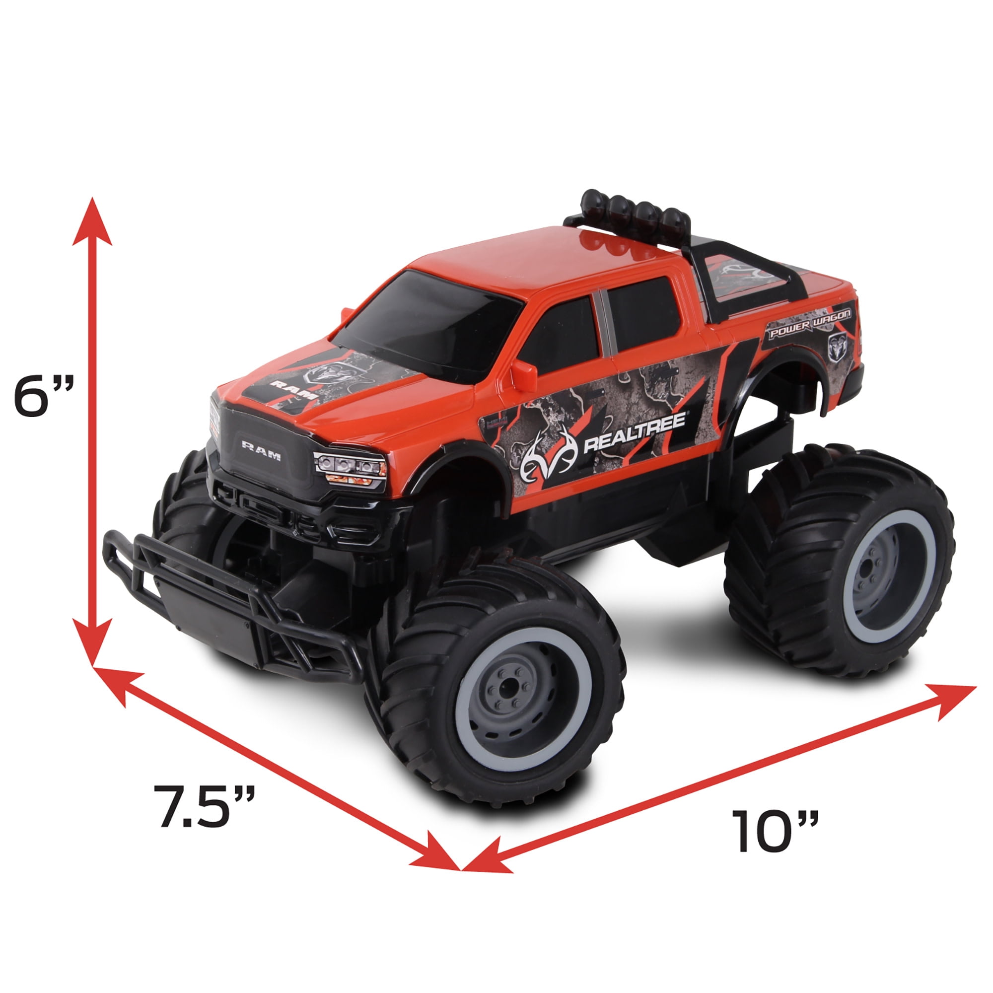 RealTree: RTR RC - RAM 2500 Power Wagon - Red - 2.4 Ghz High Performance for Donuts & Wheelies, Turbo Boost, Ready-To-Run Radio Controlled Vehicle