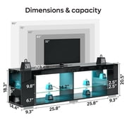 Pinmoco LED TV Stand for TVs up to 80, Gaming Entertainment Center with Side Bookshelf and 4 Open Shelves, Black