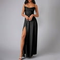 thumbnail image 2 of JSheng Long Dresses for Women Casual Fashion Women's Summer Solid Color Spaghetti Strap Round Neck Sexy Long Dress Black M, 2 of 5