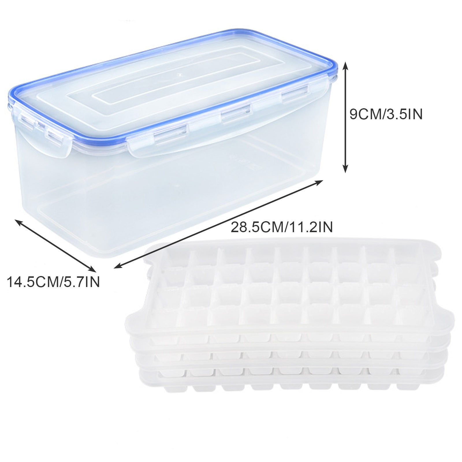 XKHHLH Ice Trays for Freezer with Lid and Bin,Plastic Ice Bin Container for Freezer, Crushed Ice Cube Trays with Lids and Bin,Ice Container with Locking Lid,BPA Free,Easy to Remove