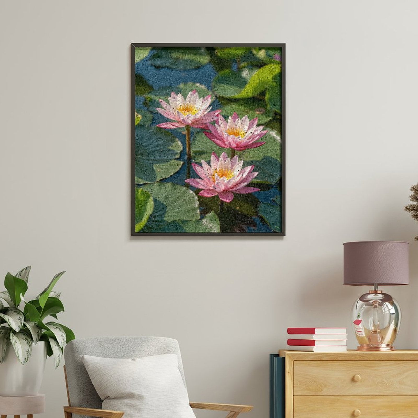 Paint by Numbers Kit for Adults, Lotus Flowers On Calm Water Paint by Numbers, Easy Paint by Numbers Kit for Adults Beginner, DIY Adult Paint by Number Kits on Canvas, 12x16in Home Decor