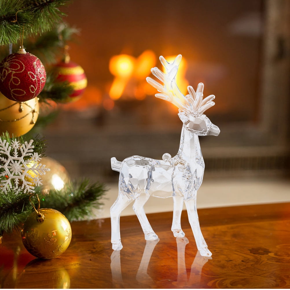 EXHUMKY Transparent Acrylic Reindeer Ornaments for Christmas Tree Decoration, Festive Home Decor and Craft Supplies