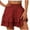 Wine, variant on WREESH Womens Shorts Summer Solid Color High Waisted Shorts with Floral Pleated Hem Casual Shorts Brown
