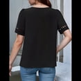 thumbnail image 4 of Camisa Elegante de Corta con Encaje y Mangas Huecas para Mujer, Color Liso, Negra, Talla XL, 4 of 6