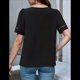 thumbnail image 4 of Camisa Elegante de Corta con Encaje y Mangas Huecas para Mujer, Color Liso, Negra, Talla L, 4 of 6