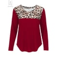 thumbnail image 5 of Gustave Long Sleeve T-Shirts for Women Leopard Print Tops Sexy Hollow Out Shirts Fall Fashion Casual Loose Irregular Hem Blouses "Red, XL", 5 of 10