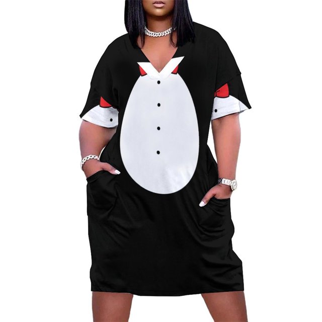 Penguin Tuxedo - Funny Halloween Costume - Halloween Shirt Loose Pocket Dress dress for woman bandage dress