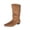 Brown, variant on Women's Slouchy Knee High Boots, Pointed Toe Low Heel Pull On Tall Faux Suede Boots, Ruched Wide Calf Fall Winter Dress Boots