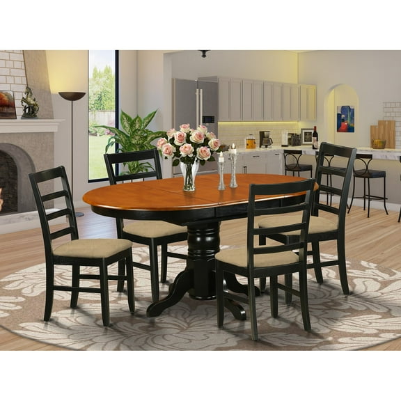 East West Furniture Avon 5-piece Wood Dining Room Set in Black and Cherry