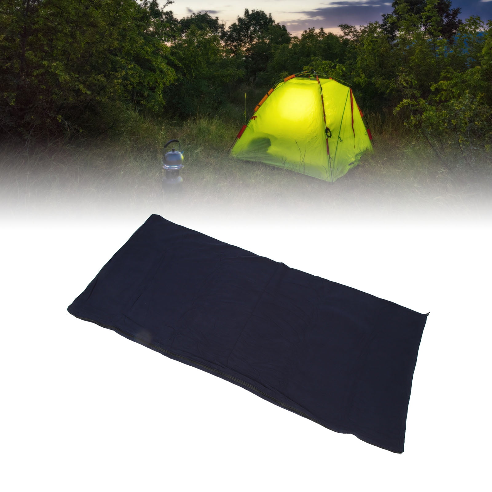 Sleeping Bag, Foldable Fleece Sleeping Liner Portable Fleece Zippered Sleeping Bag Liners for Camping Traveling