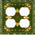 thumbnail image 3 of Metal Light Switch Plate Cover Elegant Starry Night Yellow Leaf Damask Green Frame FRA023, 3 of 13