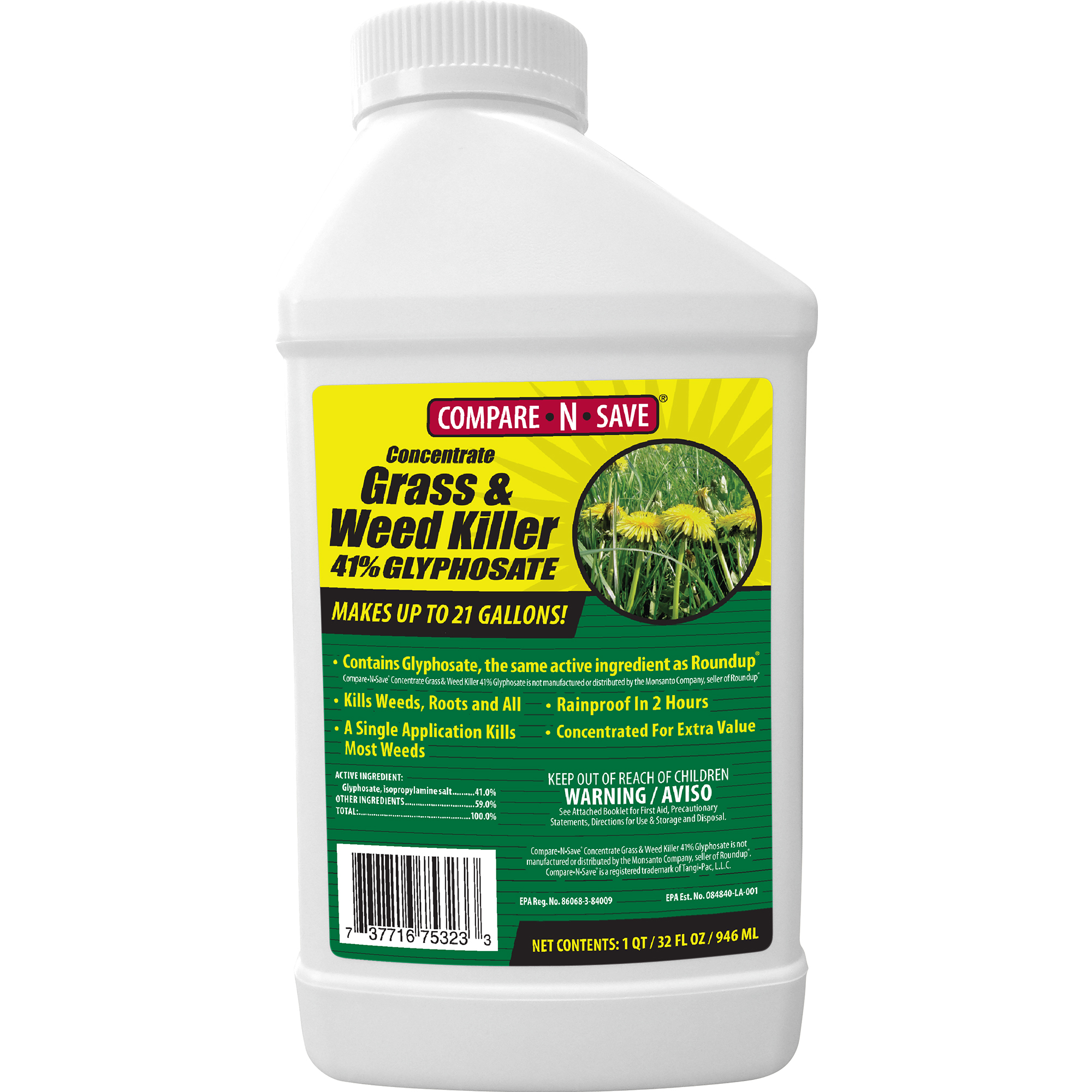 Weed Grass Killer 32 oz Concentrate Rainproof in 2 Hours 41 Glyphosate