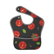 Bingfone Mess-Proof Baby Bib - Waterproof Bib For Baby Boy Or Girl With Food Catcher Pocket, Unisex-Tomatoes1