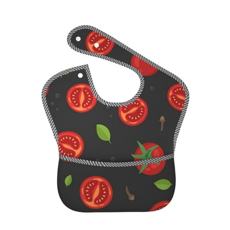 Bingfone Mess-Proof Baby Bib - Waterproof Bib For Baby Boy Or Girl With Food Catcher Pocket, Unisex-Tomatoes1