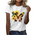 thumbnail image 2 of QETYUW T-Shirts Graphiques pour Femmes Manches Courtes Col Rond T-Shirts Imprimé Tournesol Amusant T-Shirt Grande Taille T-Shirt Décontracté Vacances à la Plage, 2 of 5