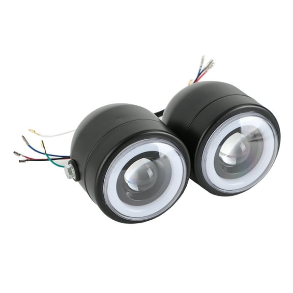 Black Twin Headlight Motorcycle Double Dual Lamp Street Fighter Universal