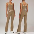 thumbnail image 2 of KPOPLK 2 Piece Workout Sets for Women High Waist Yoga Flare Legging with Color Block Sport Tank Tops for Athletic Gym Outfits Khaki M, 2 of 8