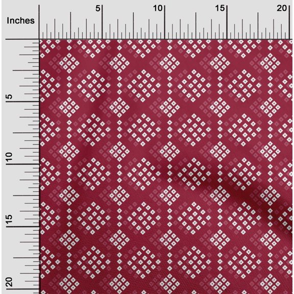 oneOone Cotton Flex Carmine Red Fabric Geometric Bandhani Sewing Craft Projects Fabric Prints By Yard 40 Inch Wide