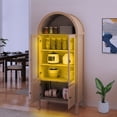 thumbnail image 2 of DEXTRUS LED Arched Storage Display Cabinet with Glass Doors, Kitchen Pantry Cabinet,Natural, 2 of 11
