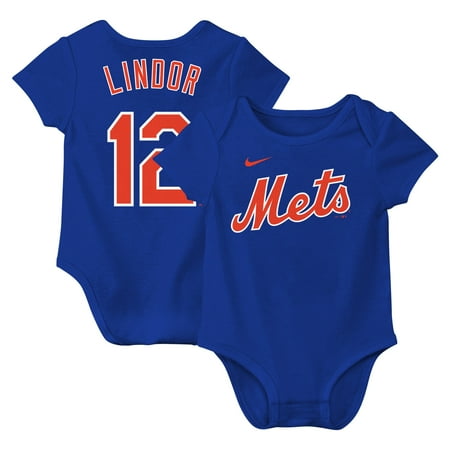 Newborn & Infant Nike Francisco Lindor Royal New York Mets Fuse Name & Number Bodysuit