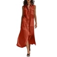 thumbnail image 2 of XiYing Robes pour Femmes, Robe Longue d'Été Décontractée pour Femmes à Col en V Sans Manches, Maxi Fluide avec devant à Boutons et Poches pour Vacances à la Plage, Coupe Ample,, 2 of 7