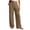 Brown, variant on Womens Solid Front Pleated Faux Linen Wide Leg Pants Hidden Side Inset Pockets Flat High Rise Waist Wrinkle Textured Woven Fabric Full Length Casual Trousers