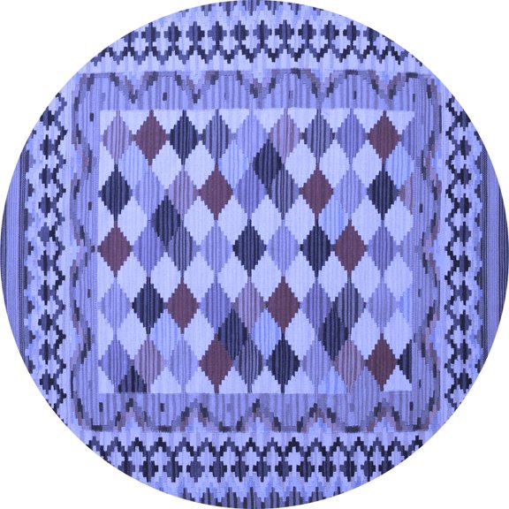 Ahgly Company Indoor Round Abstract Blue Contemporary Area Rugs, 5' Round