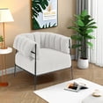 thumbnail image 2 of Modern Accent Chair, Upholstered Corduroy Living Room Chair, Soft Leisure Chair for Bedroom, Comfy Reading Armchair, Beige, 2 of 6