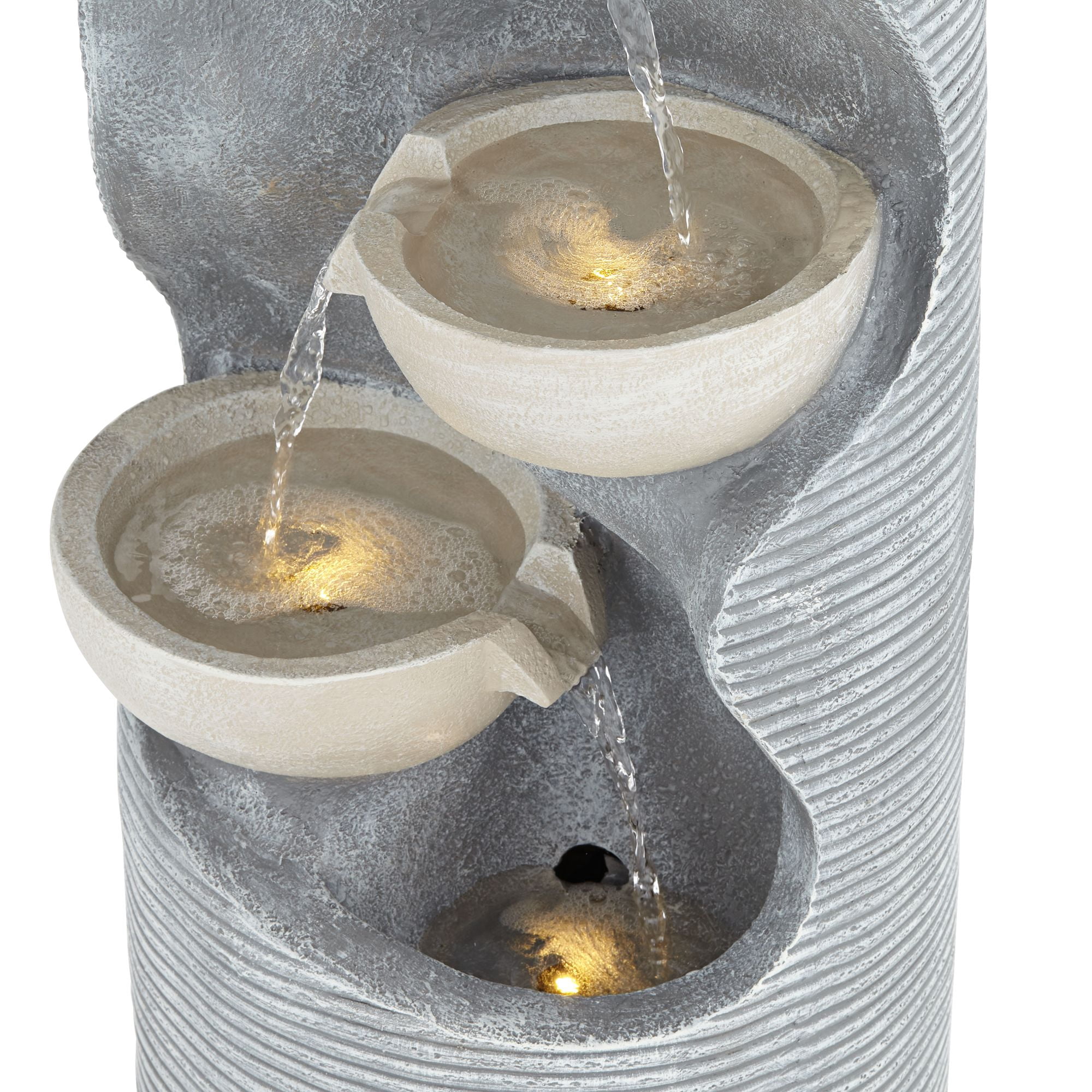 Tarin Four Bowl 31 1/2" High Large Modern Indoor Outdoor Decor Faux Stone Floor Fountain w/ Light LED Cascading