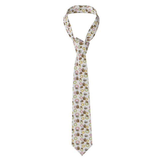 Fotbe Donut Sloth Corbata Clásica para Hombre con Estampado – Corbata de Seda Jacquard Tejida, para Negocios, Bodas y Eventos Formales