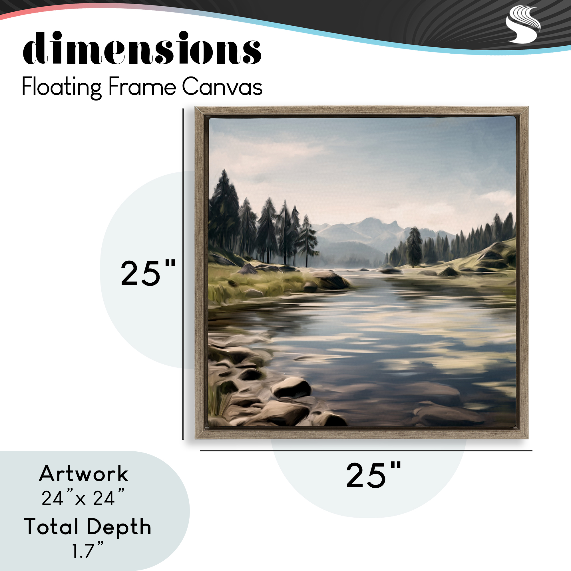My Hideaway Pond Ripples Brown Framed Floater Canvas Wall Art, design by Kim Allen
