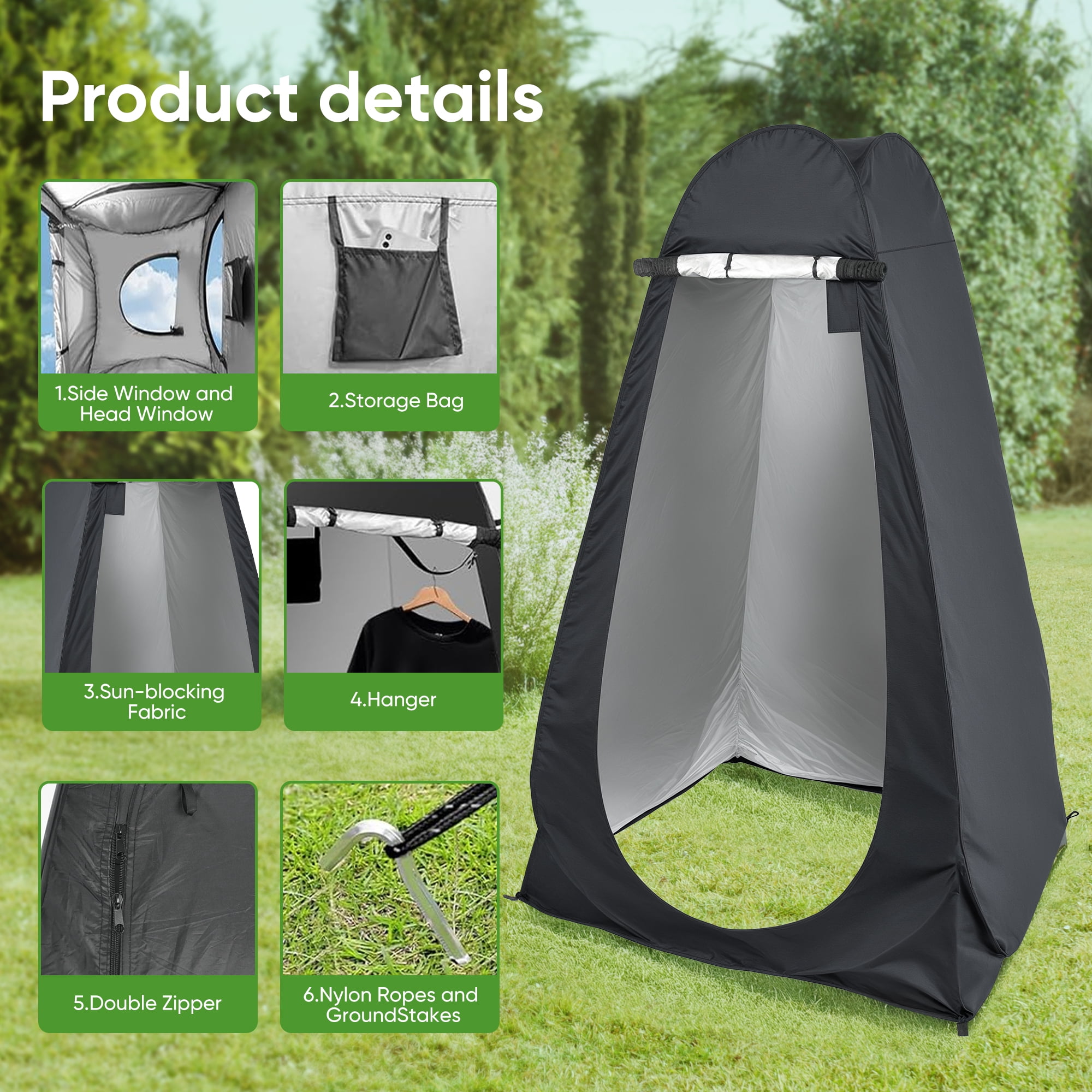 Camping Shower Tent, Outdoor Pop Up Changing Tent, Portable Bathroom Toilet Tent Privacy Tent with Portable Bag for Camping, Beach, Hiking, Travelling