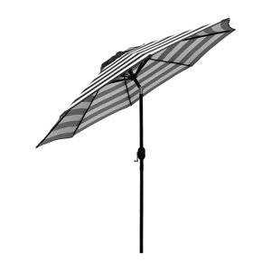 Abble 9 Ft Market Umbrella, Black White Stripe