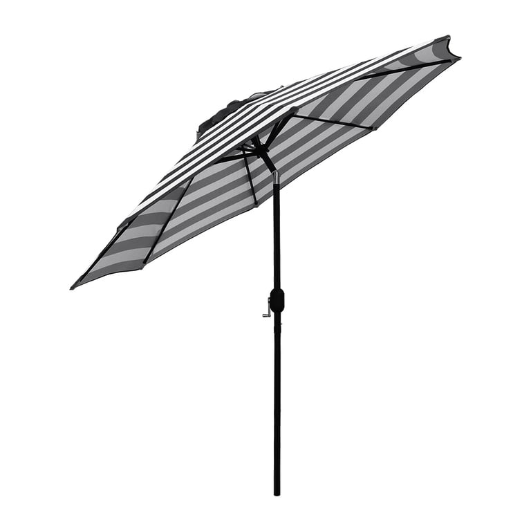 Abble 9 Ft Market Umbrella, Black White Stripe photo 1