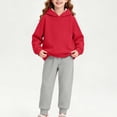 thumbnail image 6 of Girls Sweatsuits 2 Piece Fall Winter Cotton Fleece Warm Outfits 1-15Y Pullover Hoodie and Jogger Pants Set (9-10 Years, Red&Gray), 6 of 6