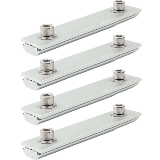 LEFU for Aluminum Solar Panel Rail Connectors - Adjustable PV Module Mounting Brackets for Photovoltaic Systems, 14cm T-Shaped Profile Clamps, Rust-Resistant Rack Support (Silver, 4 Pcs)
