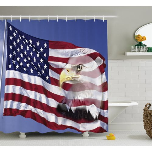 An Old American Flag Home Bathroom Decor Waterproof Shower Curtain /& 12Hooks