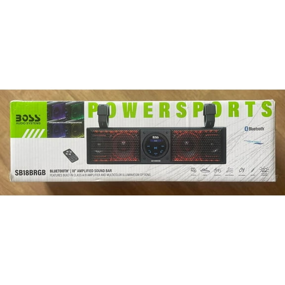 Pre-Owned BOSS Audio Systems SB18BRGB ATV UTV Sound Bar System - 18 inches Wide, IPX5 Rated Weatherproof, Bluetooth Audio, Amplified, 4 inch Speakers, 1 inch Tweeters, USB Port, RGB Multicolor Illumination