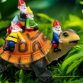 thumbnail image 3 of Garden Turtle Resin Handicraft Turtle Figurine Tortoise Statue Outdoor Decor Dwarf Sitting on Turtle, 3 of 4