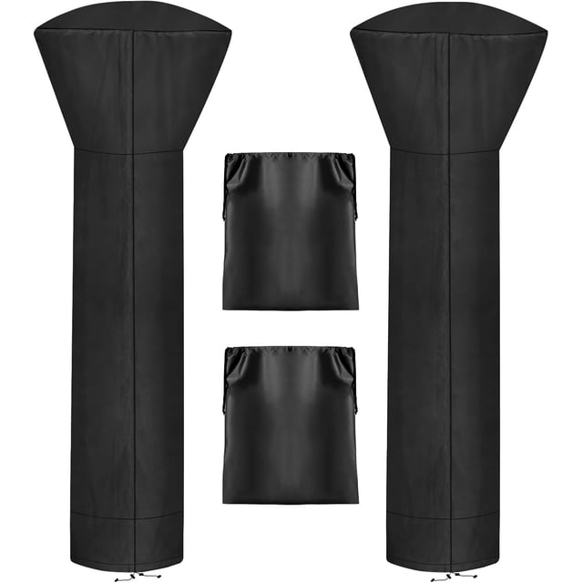 Housses Imperméables pour Chauffage de Patio Extérieur avec Fermeture Éclair et Sac de Rangement, Housse de Chauffage Robuste au Propane Antipoussière, Résistante aux UV et Coupe-Vent pour Chauffage sur Pied, 2 Paquets-89hx33dx19b Pouces Noir