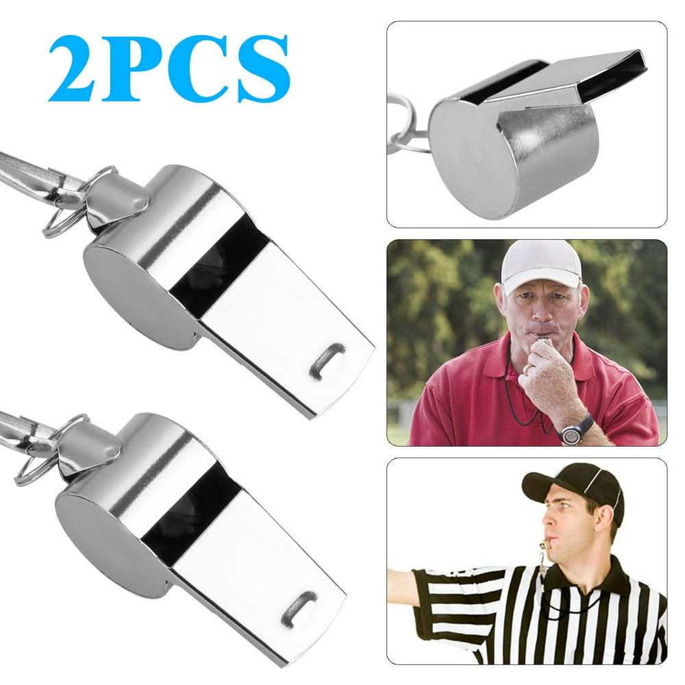 Tsv 2pcs Stainless Steel Whistle Loud Metal Whistle With Lanyard For