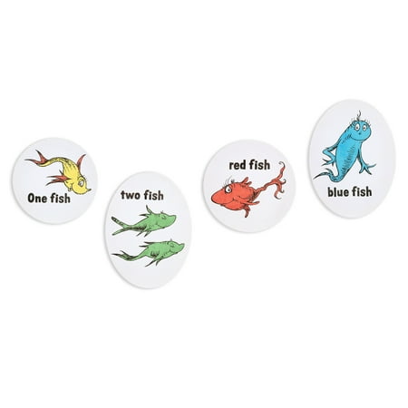 Dr. Seuss 8x8 One Fish, Two Fish, Red Fish, Blue Fish 4 Piece Stretched Canvas Wall Art Set
