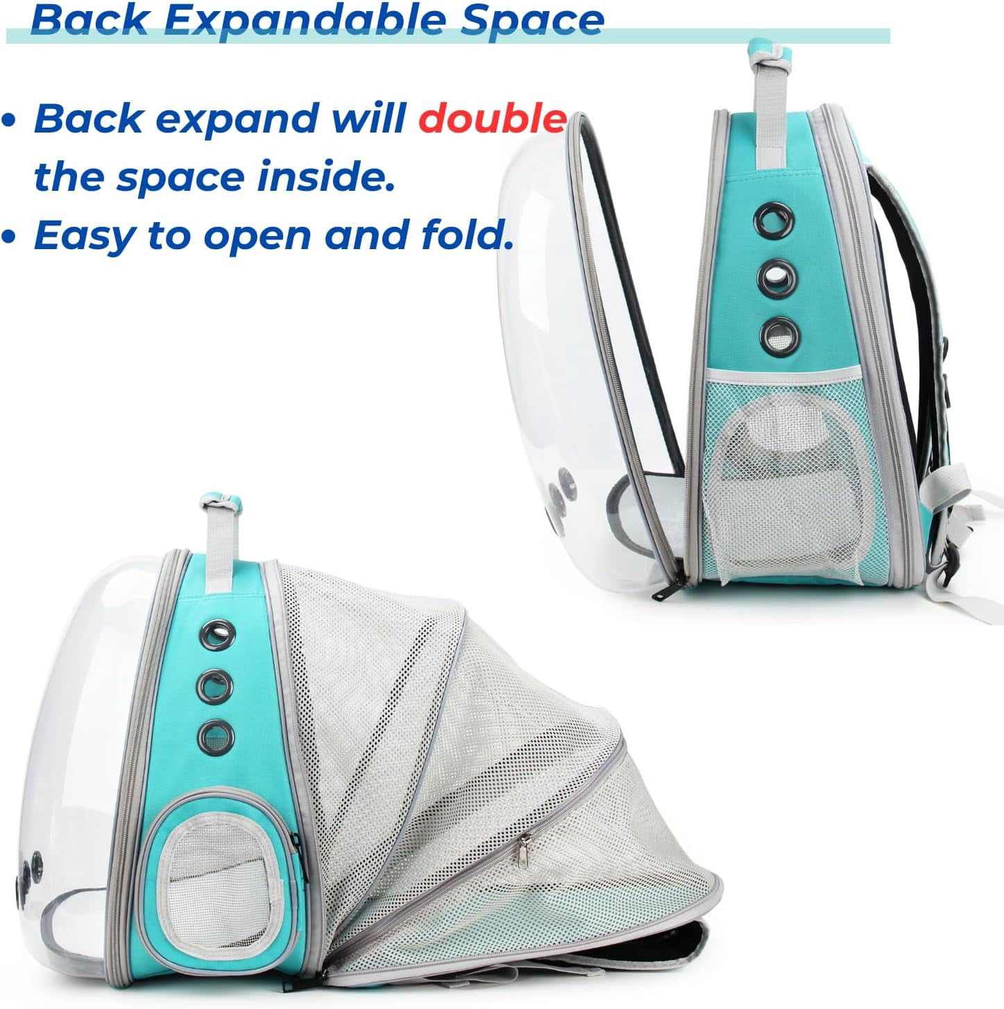 Cat Carrier Backpack, Expandable Bubble Pet Carrier for Cats and Small Dogs, Airline Approved Travel Backpack for Hiking, Walking & Outdoor Adventures - Supports up to 16 lbs