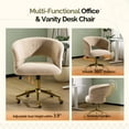 thumbnail image 2 of Ktaxon Flannel Accent Chair Multi-Use Makeup Desk Chair with 360 Swivel Adjustable Height for Bedroom Office Dorm Khaki, 2 of 9