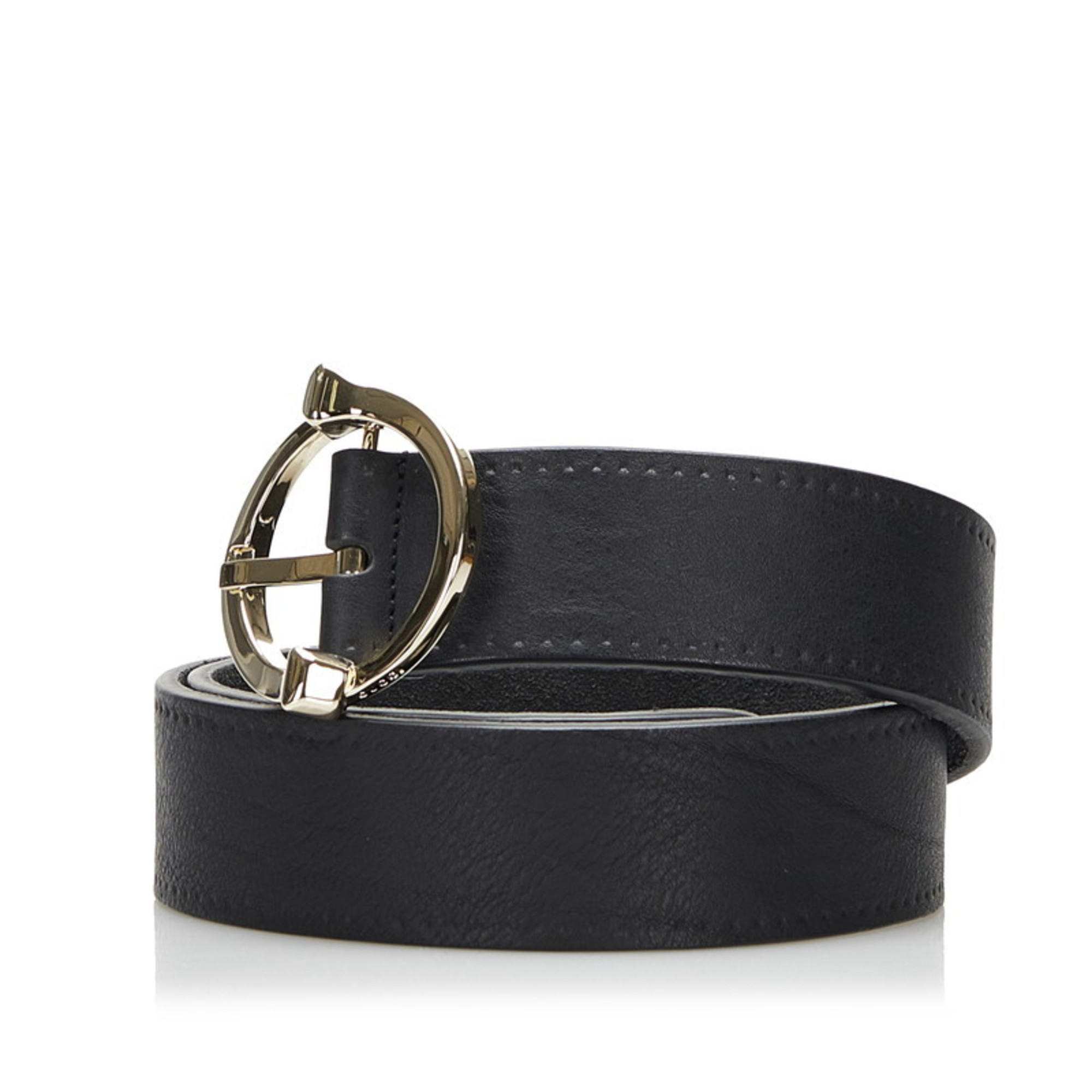 Authenticated Used Gucci Belt 497717 Black Leather Ladies GUCCI