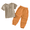 Orange, variant on KAUOD Toddler Baby Boys Summer Outfits 2 Piece Short Sleeve Shirts and Pants Set Soft Comfy Loose Cotton Linen Clothes